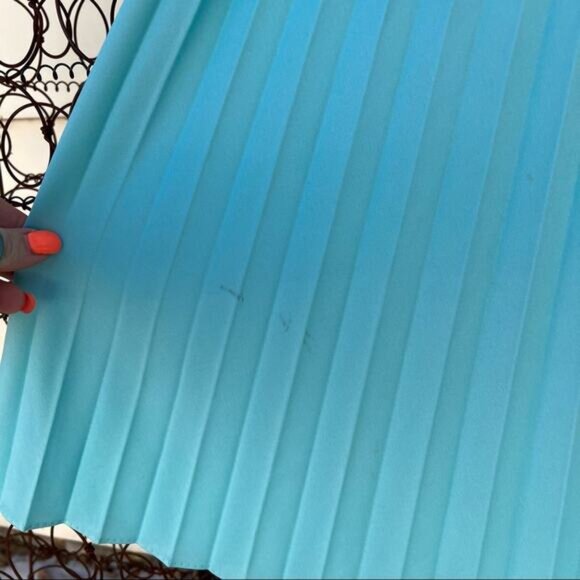 Vintage 60s light blue sheer cape accordion pleat dress maxi MEDIUM? - Picture 6 of 10